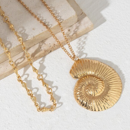 Large Seashell Pendant Necklace Set
