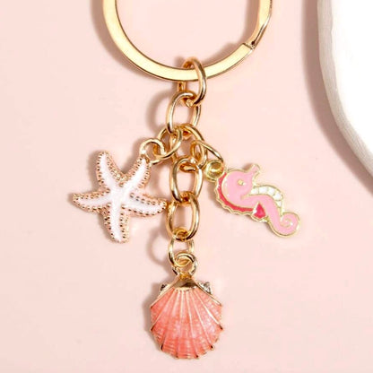Pink Seahorse Charm Keychain