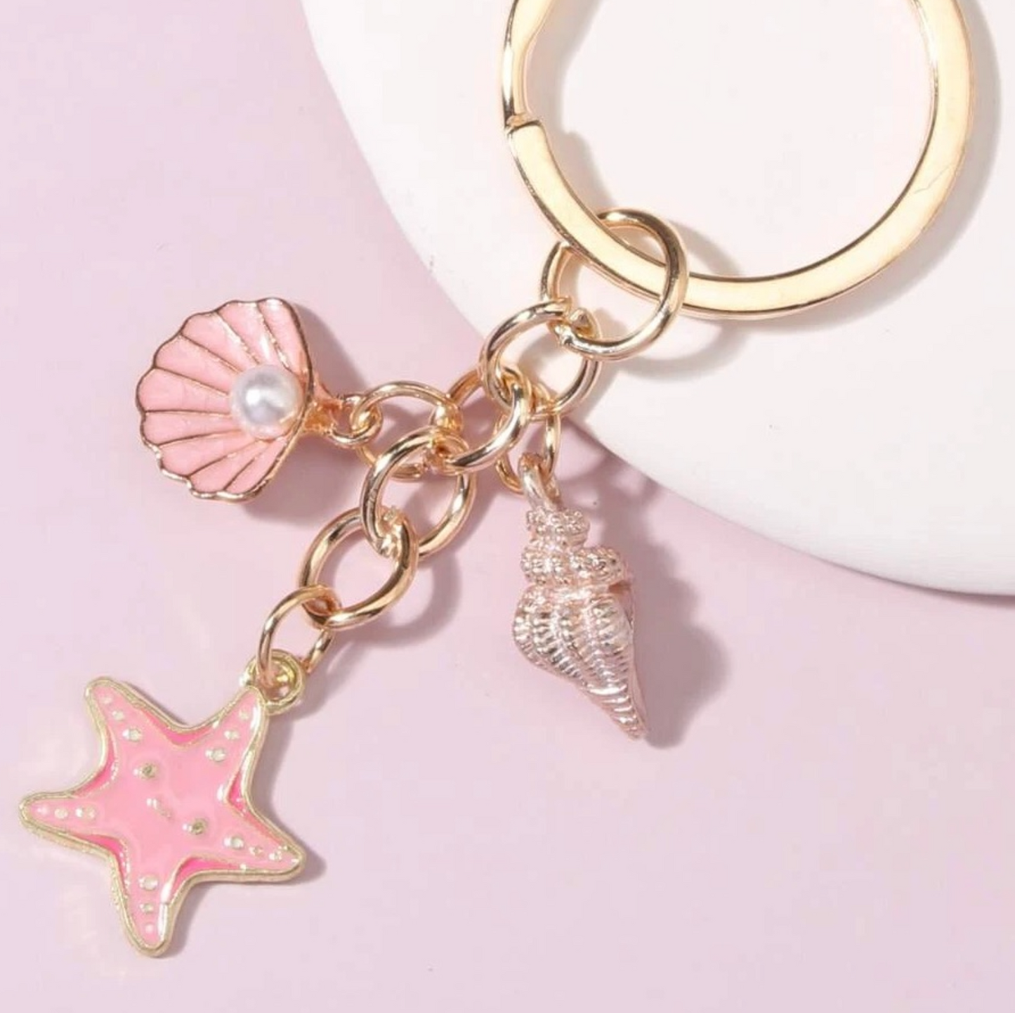 Shells & Starfish Keychain (Pink or Blue)